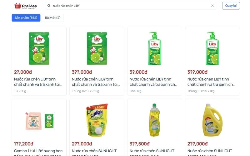 Có thể mua nước rửa chén chanh và trà xanh LIBY chính hãng trên OneShop